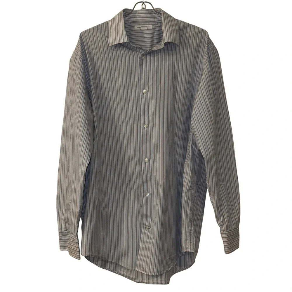 Banana Republic MensBlue White Striped Cotton Button Down Shirt 16-16.5 L 334344